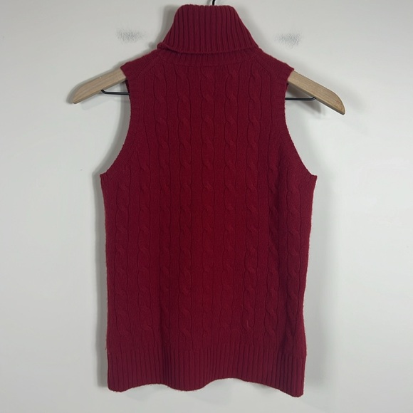 Brooks Brothers Cable Knit Sleeveless Turtleneck Sweater Cashmere Wool Size Smal - Picture 4 of 7